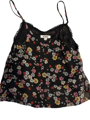BB Dakota Black Floral Lace-Trim Cami thumbnail 1