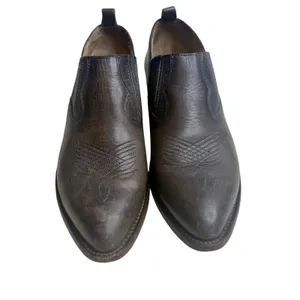 FRYE Women's 9 Billy Western Slip On Boot Shootie Leather Taupe Brown thumbnail 2
