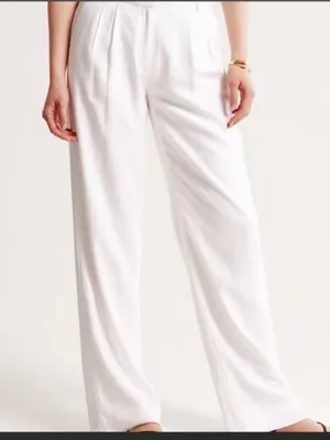 Abercrombie & Fitch Women's Sloane Wide Leg Linen Blend Pants Size 4 Short thumbnail 1