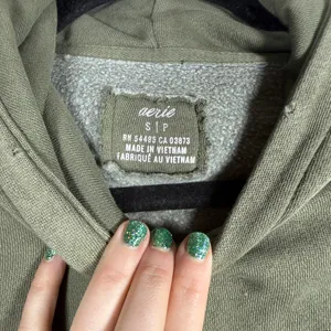 Aerie Sweatshirt Small Green Hoodie Distressed Oversized Slouchy Cozy Boho thumbnail 8