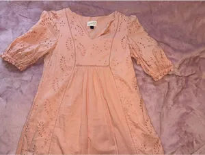 Boho Cottagecore Universal Thread Peach Eyelet Peasant Dress Size S thumbnail 3