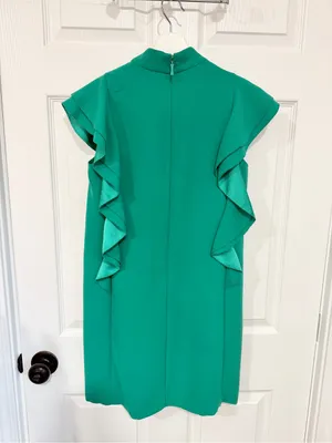 Kate Spade New York Green Ruffle Mock Neck Shift Dress Size 0 Preppy thumbnail 6