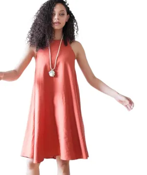 Handmade Linen Blend Trapeze Mini Dress Lagenlook Minimalist Primitive‎ Capsule thumbnail 1