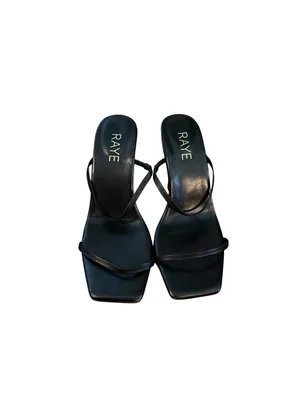 RAYE Rouge Leather Black Slip On Heeled Sandals thumbnail 6
