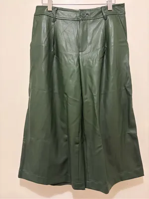 By Anthropologie Faux Leather Culottes Dark Green Sz.4‎ NWT thumbnail 5