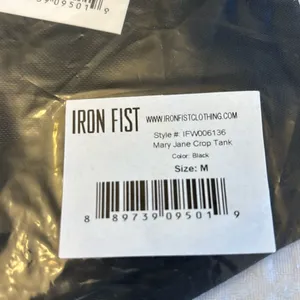 NEW! Iron Fist Sheer Black Mary Jane Green Sequins Cropped Tank Top Size MEDIUM thumbnail 3