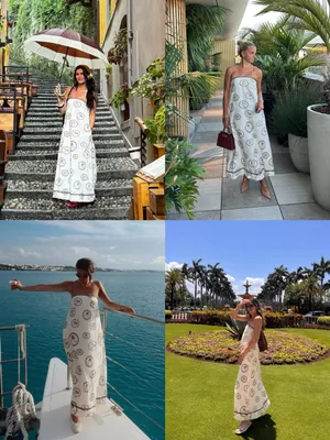 Kivari • Anthropologie Ciao Strapless Maxi Dress white linen print rickrack thumbnail 16