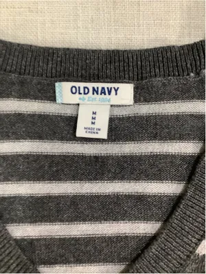 Old Navy Striped V-Neck Long Sleeve Knit Sweater Dress Grey Size Medium Dress thumbnail 2