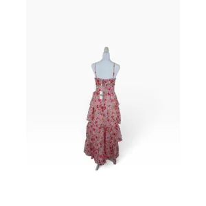 ASTR the Label Pink Coral Floral Tiered Ruffle Maxi Dress XS thumbnail 5
