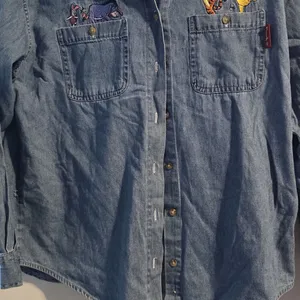 Disney Blue Denim Shirt with Embroidered Characters thumbnail 6