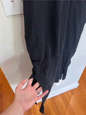 Magaschoni Black Gauze Tie-Waist Midi Dress with Side Slit M thumbnail 7