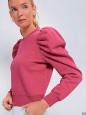 Tuckernuck Sport Puff Sleeve Pink Crewneck Sweatshirt Women’s XL thumbnail 1