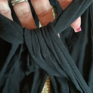 Free People medium m black flowy tank top keyhole front buckle at neck hot NWOT thumbnail 3