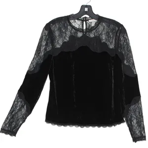 Joie Top Velvet Lace Whimsigoth Witchy Coquette Romantic Victorian Black Small thumbnail 5