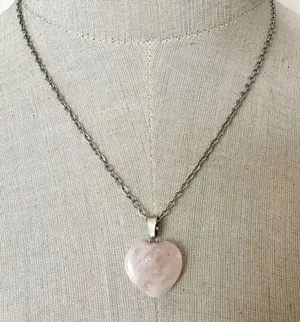 Rose Quartz heart pendant necklace thumbnail 1