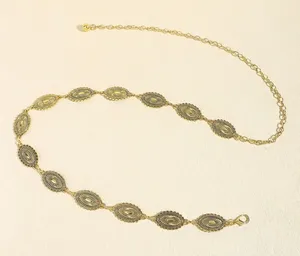 Vintage Gold Oval Concho Waist Chain Belt Adjustable Boho Western Style thumbnail 1
