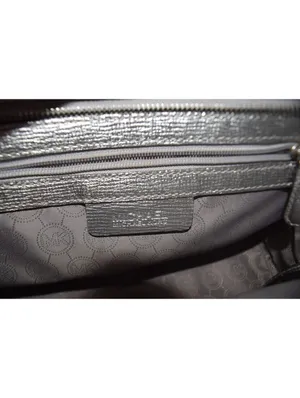 Michael Kors Selma Metallic Silver Leather Medium Satchel Crossbody Purse thumbnail 4