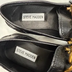 Steve Madden Loafer‎ Black Chain Accent Lug Sole Comfortable Shoes 6.5 thumbnail 6
