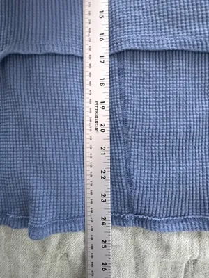 Free People We The Free Waffle Knit High Low Blue Long Sleeve Crop Top Size L thumbnail 7