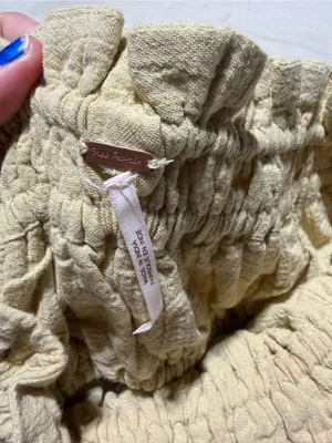 Free people Smocked Drawstring Bandeau Top strapless Pale Yellow XS thumbnail 3