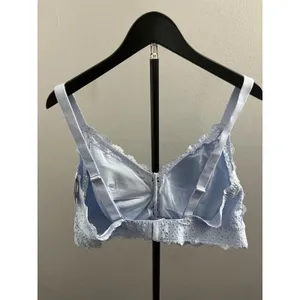 Light blue Floral Lace Underwire Full Coverage Bra Adjustable Straps2x Size XXL thumbnail 2