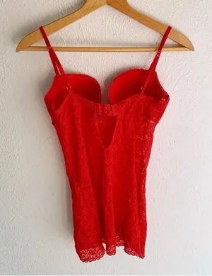 VICTORIA'S SECRET The Lacie Red Push Up Slip Sz Medium thumbnail 3