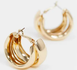 Hoop Earrings with Thick Crossover Design….Color: Gold Tone…New thumbnail 2