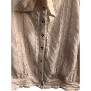 Free People White Mock Neck Cable Knit Textured Sweater Women Sz L thumbnail 9