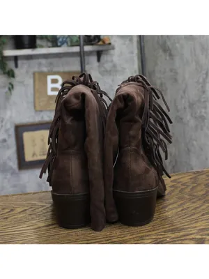 Universal Thread Patsy Tall Fringe Western Boots Cowgirl Chocolate Brown 11M thumbnail 5
