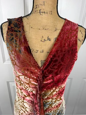 Julie Mango Velvet Burnout Tunic Top Size M Y2K Boho Floral Ombre thumbnail 5