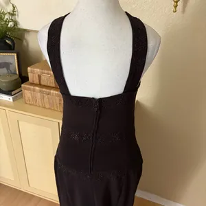 Vintage Cache Brown Dress Bronze Beading Mesh Cutouts Size 8 Formal‎ thumbnail 5