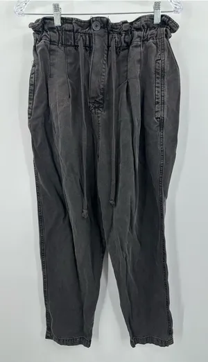 Free People Women's Margate Button Fly Washed Black Jogger Pants Size Small thumbnail 1
