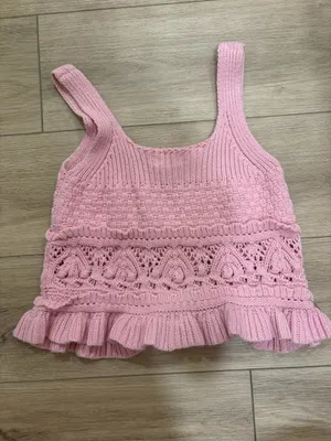 Entro Cute pink crochet tank top thumbnail 3