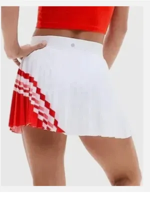 NWT $89 Athleta Women Skort Match Point Pleated Color Block XS Red White thumbnail 3
