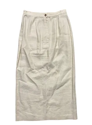 Vintage 90s White Button Down Linen Skirt 🔥 thumbnail 4