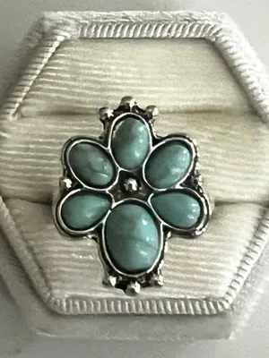 Boho/Vintage Distressed Design Faux Turquoise Ring Size 6 NWT thumbnail 1