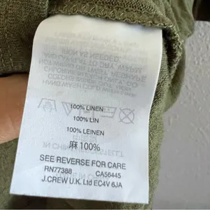 J Crew 100% Linen Green Ruffle Sleeve Relaxed Lagenlook Style GC049 Medium thumbnail 4