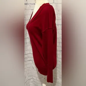 Red V Neck Ann Taylor Loft sweater size medium. thumbnail 2