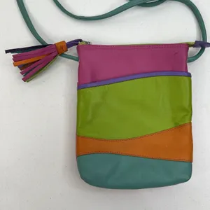 ILI New York Small Crossbody Bag Multi Color Patchwork Leather Tassel Boho Mini thumbnail 3