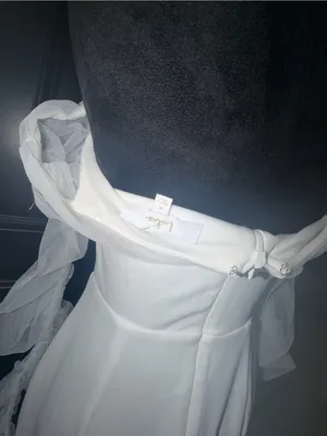 NWOT-Lulus wedding collection beloved mesh off shoulder dress thumbnail 7