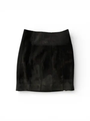 Free People Mini Skirt Black Faux Suede Leather Ruched Size 0 Short thumbnail 2