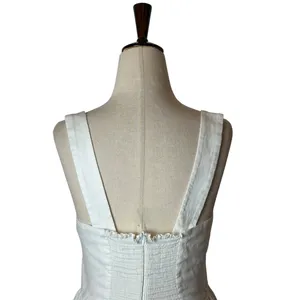 Quince European Linen Fit And Flare Midi Dress Women Small White Square Neck thumbnail 5
