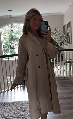 Gorgeous Tan Topshop Long Buttoned Trench Coat thumbnail 2