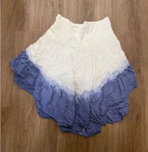 Free People Blue White Ombre Smocked Mini Skirt Textured Ruffle Boho XS thumbnail 1