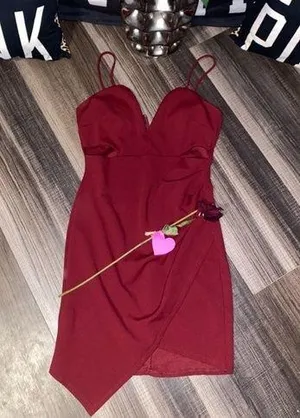 Windsor Red Ruched Spaghetti Strap Mini Dress thumbnail 1