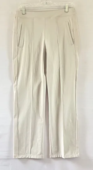 Athleta Womens light Gray Pintuck Straight Leg Zipper Pocket Casual Pants Size M thumbnail 1