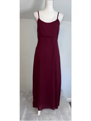 VTG Casual Burgundy Spaghetti Strap Maxi Dress M thumbnail 2