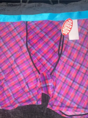 Plaid Boyshort Panty with Turquoise Waistband thumbnail 3