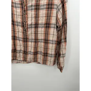 Grace + Karma Plaid Pintuck Blouse Sz S Rust Tan Cotton Country Chic Western thumbnail 5