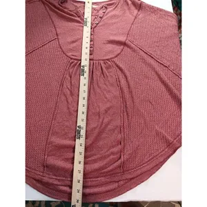 Free People Leo Henley Lg Oversized Long Sleeve Tunic Light Red Vintage... thumbnail 7